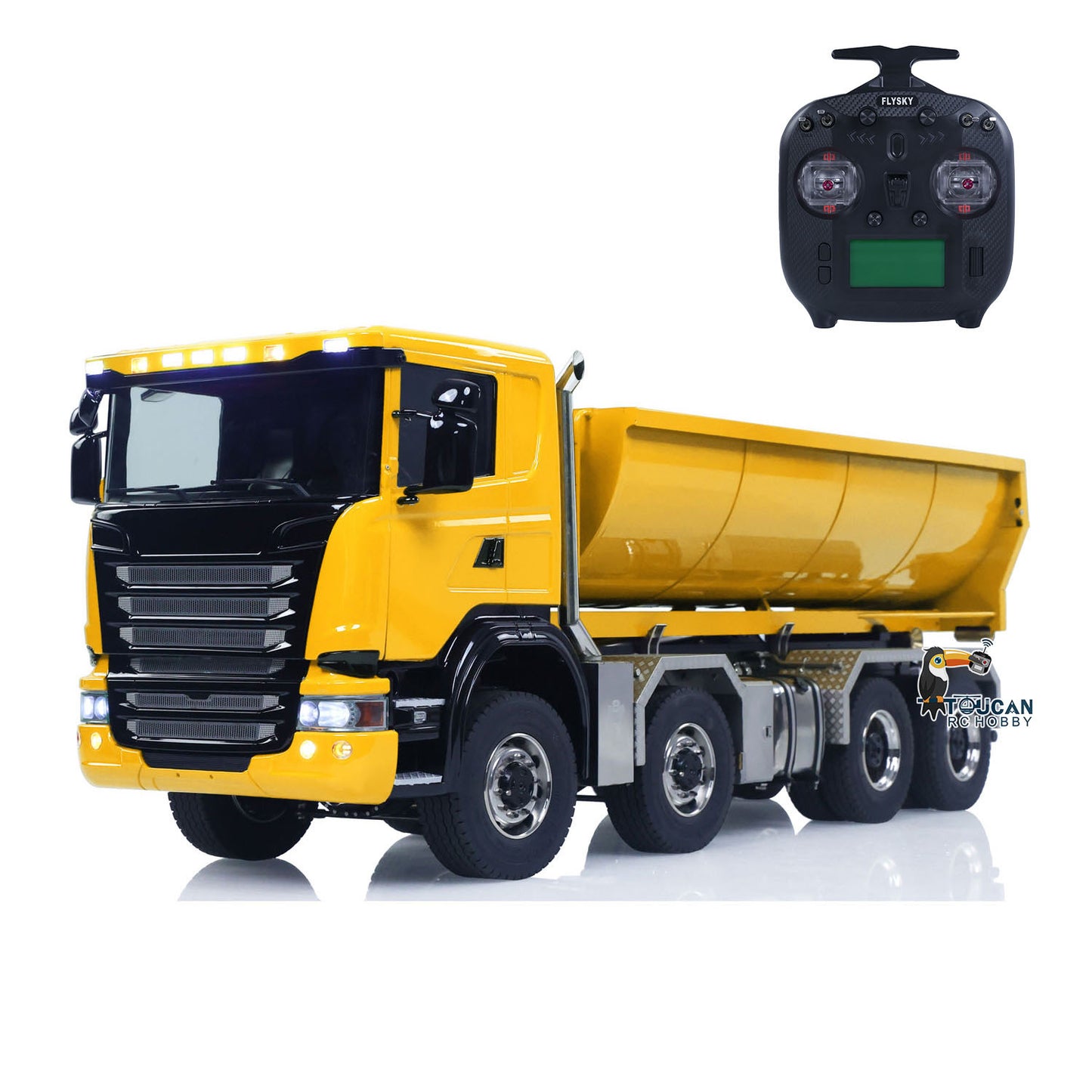 Metall 1/14 Fernbedienung Hydraulische Dump Lkw SC 770S 8X8 RC Volle Kipper Differential Sperre Lichter Sounds FlySky ST8 Radio