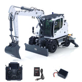CUT Model 1/14 Remote Control Hydraulic Wheeled Excavator 3Arms LR914 8CH Valve Metal RC Digger Flysky PL18EV Lite Radio RTR