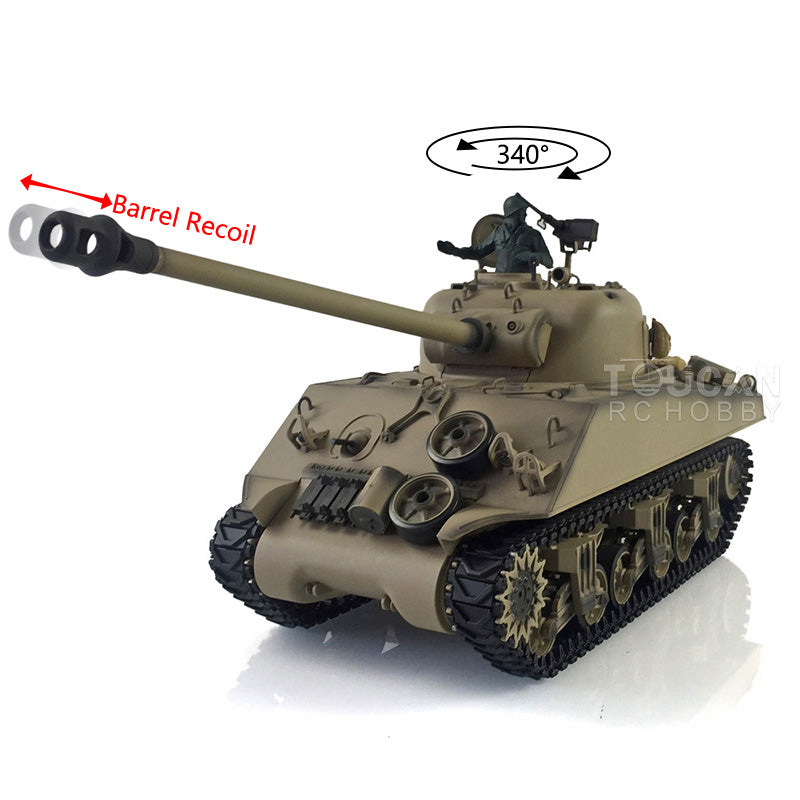 Henglong 2.4G 1/16 TK7.0 Plastic USA M4A3 Sherman 3898 RTR RC Tank with Barrel Recoil BB Infrared Combat Smoke Light Sound Metal Barrel