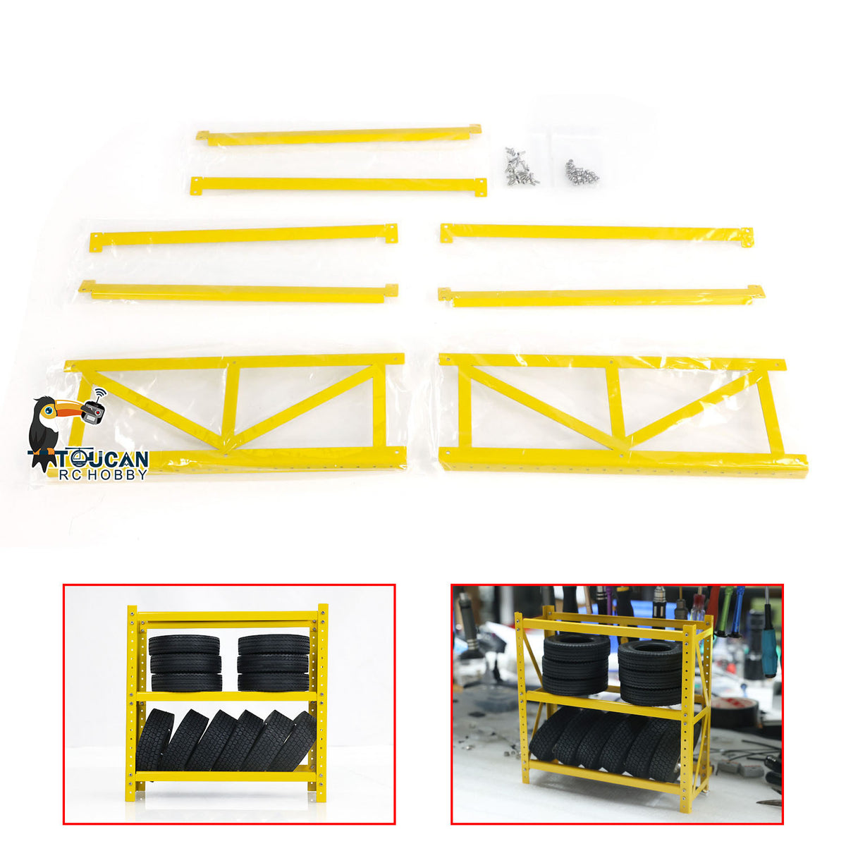 TOUCAN RC HOBBY Metal Tire Rack for 1/14 RC Tractor Truck 1/10 1/12 Remote Control Car Model Simulation Vehicle Hobby Model DIY Parts