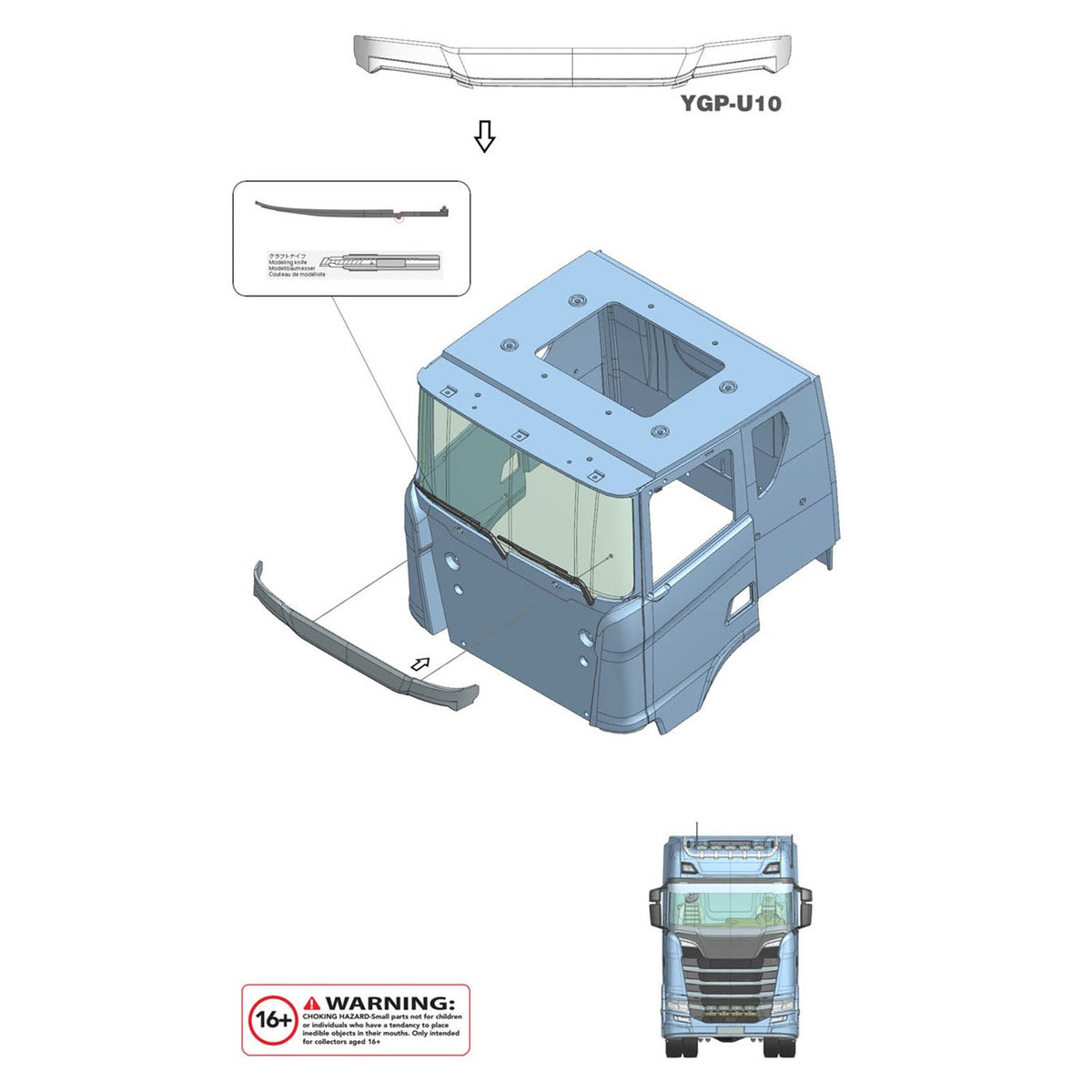 Kunststoff-Windschutzscheibenblende für 1/14 DIY Tamiya SC 770S Funksteuerungs-Sattelzugmaschine 56368 56371 RC-LKW-Automodell-Upgrade-Teil