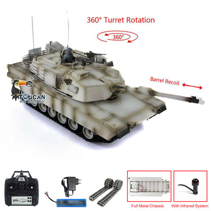 Umgerüsteter 2,4 GHz HengLong Factory USA Abrams Funkgesteuerter BB IR TK7.1 Panzer 3918 M1A2 Metallchassis Kunststoffrumpf