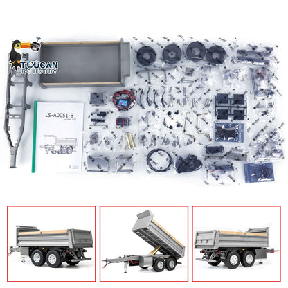 TOUCAN RC HOBBY LESU 2-Axle Metal 1/14 RC Hydraulic Full Trailer Remote Control Self-dumping Truck Model DIY Car Optional Versions KIT