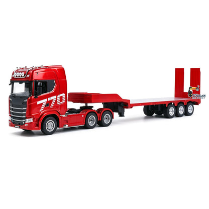 TOUCAN RC HOBBY HUINA RTR 1/24 Remote Control Tractor Truck 770S W/ Light Sound System Manual Support Legs Tail Board 3Axle Semi Flatbed Trailer