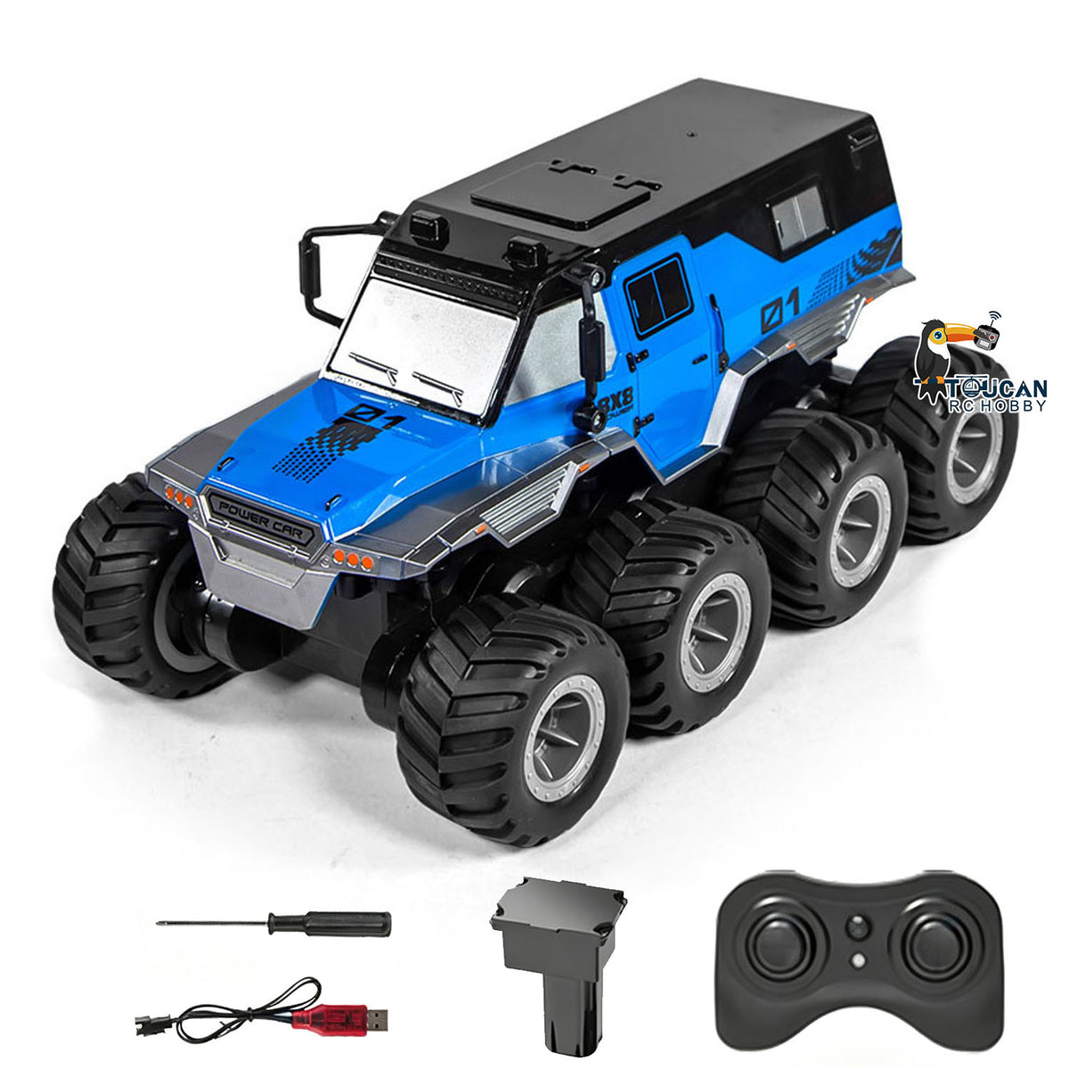 TOUCAN RC HOBBY 2.4GHz JJRC 1/18 8WD Plastic Remote Control Off Road Waterproof Car Radio Control Amphibious Armored Vehicle Q203 Finished Model