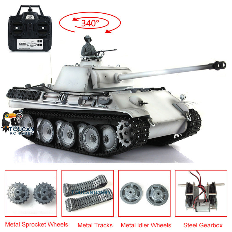 Henglong 1/16 TK7.0 Promotion German Panther G RTR RC Tank 3879 BB Infrared Combat Smoke Sound Light Metal Tracks Sprocket Wheels