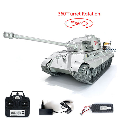 TOUCAN RC HOBBY Henglong 1/16 King Tiger Heavy RC Tank 3888 Metal Remote Control Military Tanks BB Firing 360 Degree Turret Smoke Light Sound