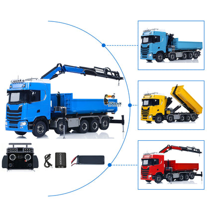 1/14 Maßstab 770S Metall 10x10 Funksteuerung Hydraulikkran Vollkipper LKW Auto Frsky XE Lite Funksystem