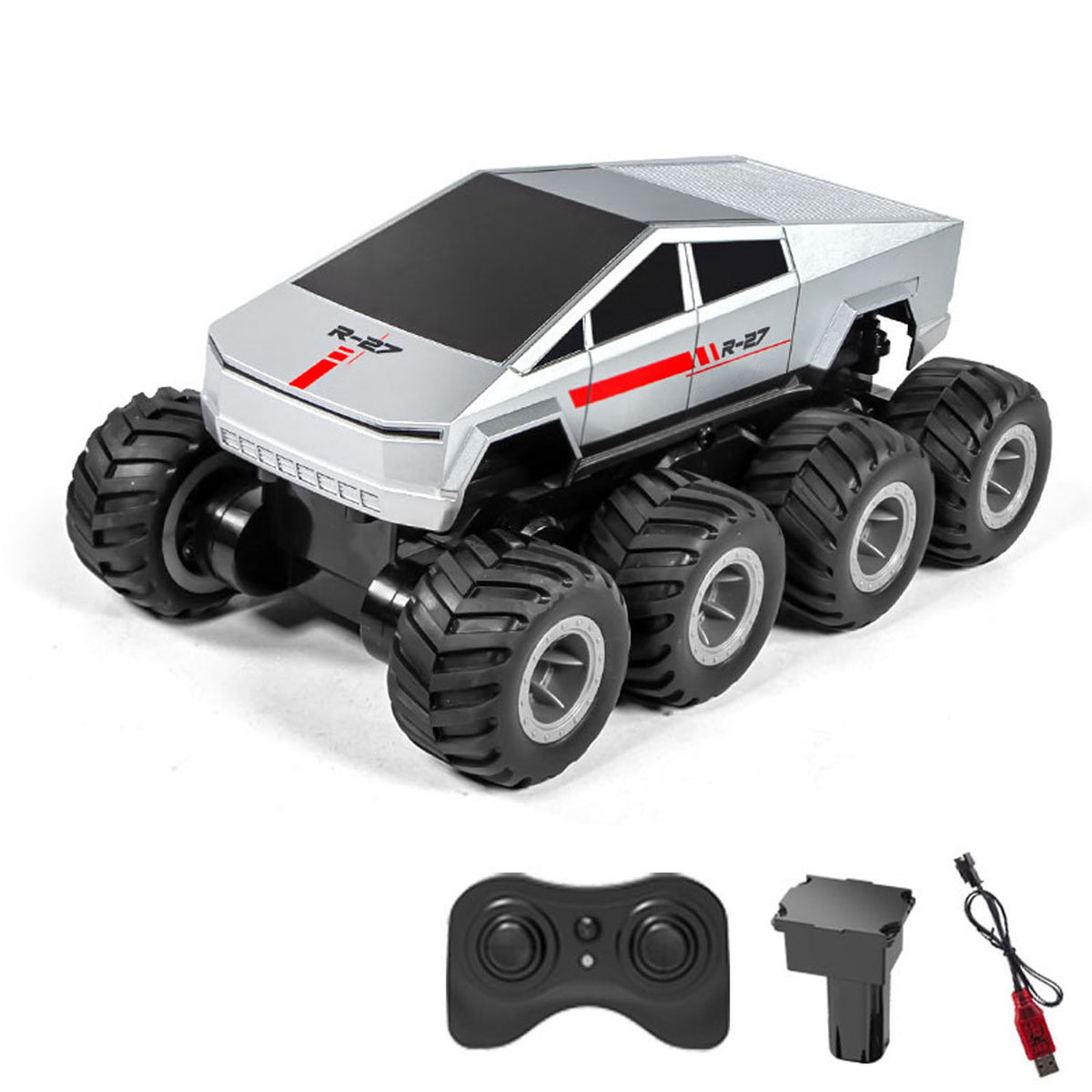 1/18 2,4G RC Pickup Truck Modell Q218 8*8 Amphibisches Geländewagen-Stuntfahrzeug mit 360-Grad-Drehung und RTR-Batterie