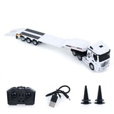 HUINA 1/64 Remote Control Tractor Truck 9900 W/ 3Axle Plastic Semi Flatbed Trailer Lights Sound Effect Manual Support Legs