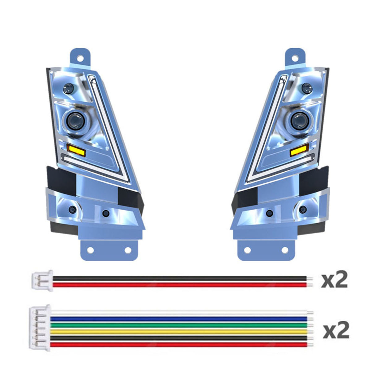 Kunststoff-Scheinwerfer Pro Fließendes Wasserlicht Frontstoßstangenträger für DIY 1/14 Tamiya Fernbedienung Sattelzugmaschine FH16 XL750 56360 56362 RC LKW