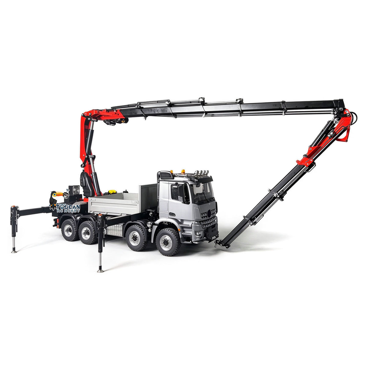 TOUCAN RC HOBBY 1/14 Metal RC Hydraulic Crane Truck 8X8 Remote Control Lorry Extension Jib Electric Winch Removable Cargo Bed 3 Speed Diff Lock