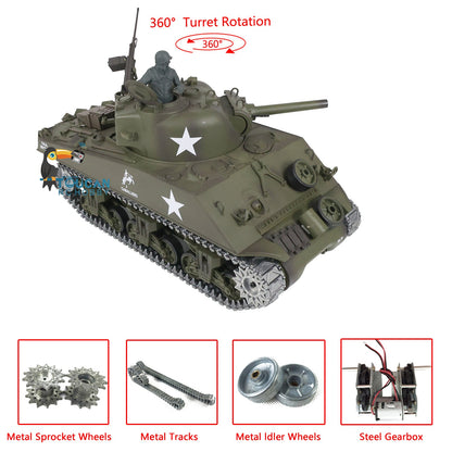 Henglong 1/16 TK7.0 Promotion USA M4A3 Sherman RTR RC Tank 3898 360 Degrees Turret Smoke BB IR Metal Barrel Tracks Sprockets Idlers Wheels Gearbox