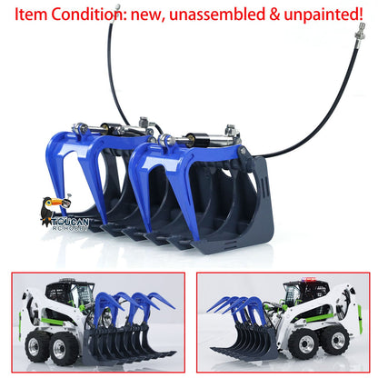 TOUCAN RC HOBBY LESU 1/14 RC Tracked Skid-Steer Loader Aoue LT5 Metal Hydraulic DIY Model Gripper Dozer Hay Clamp Dozer Blade Gripper Sweeper Hay Clamp