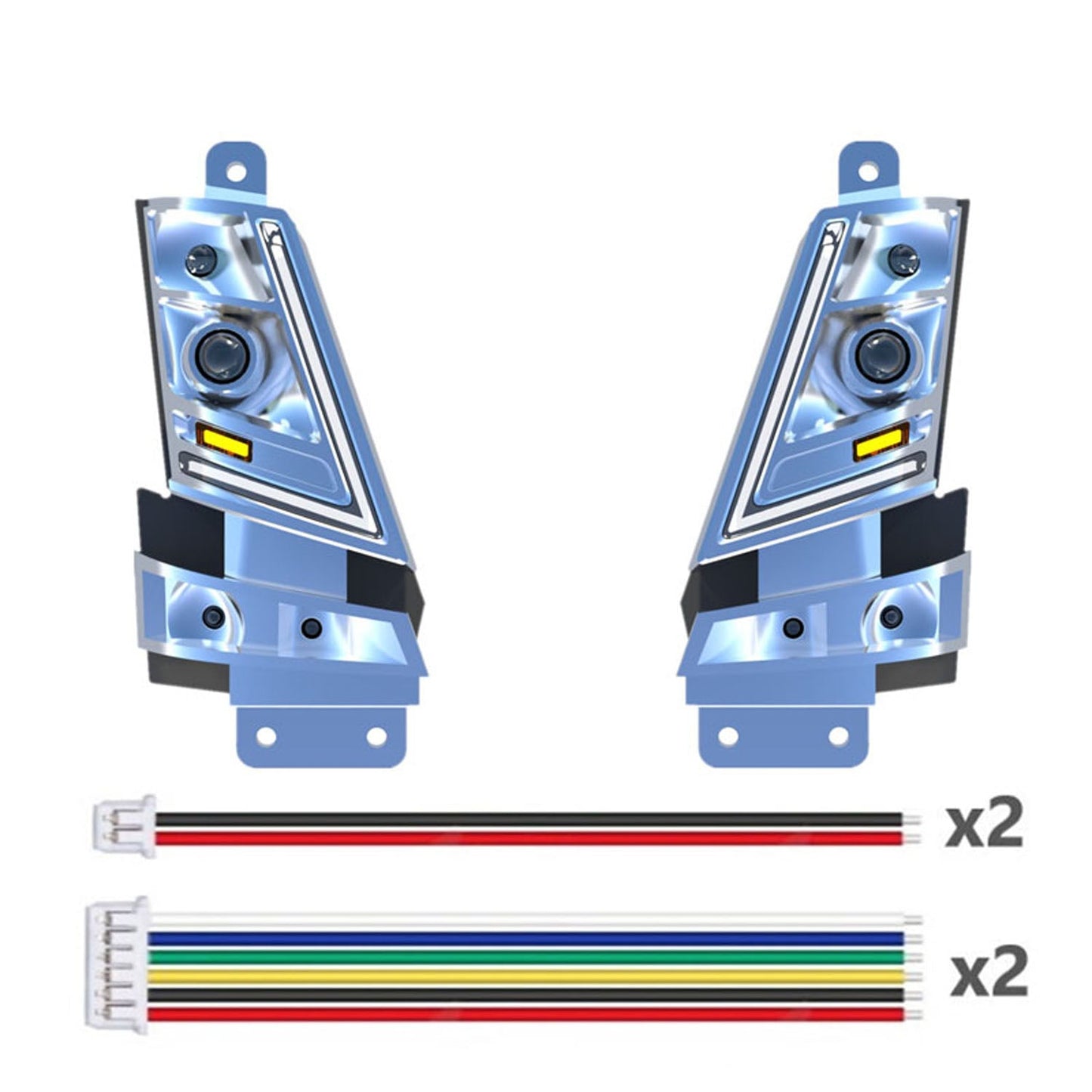 Kunststoff-Scheinwerfer Pro Fließendes Wasserlicht Frontstoßstangenträger für DIY 1/14 Tamiya Fernbedienung Sattelzugmaschine FH16 XL750 56360 56362 RC LKW