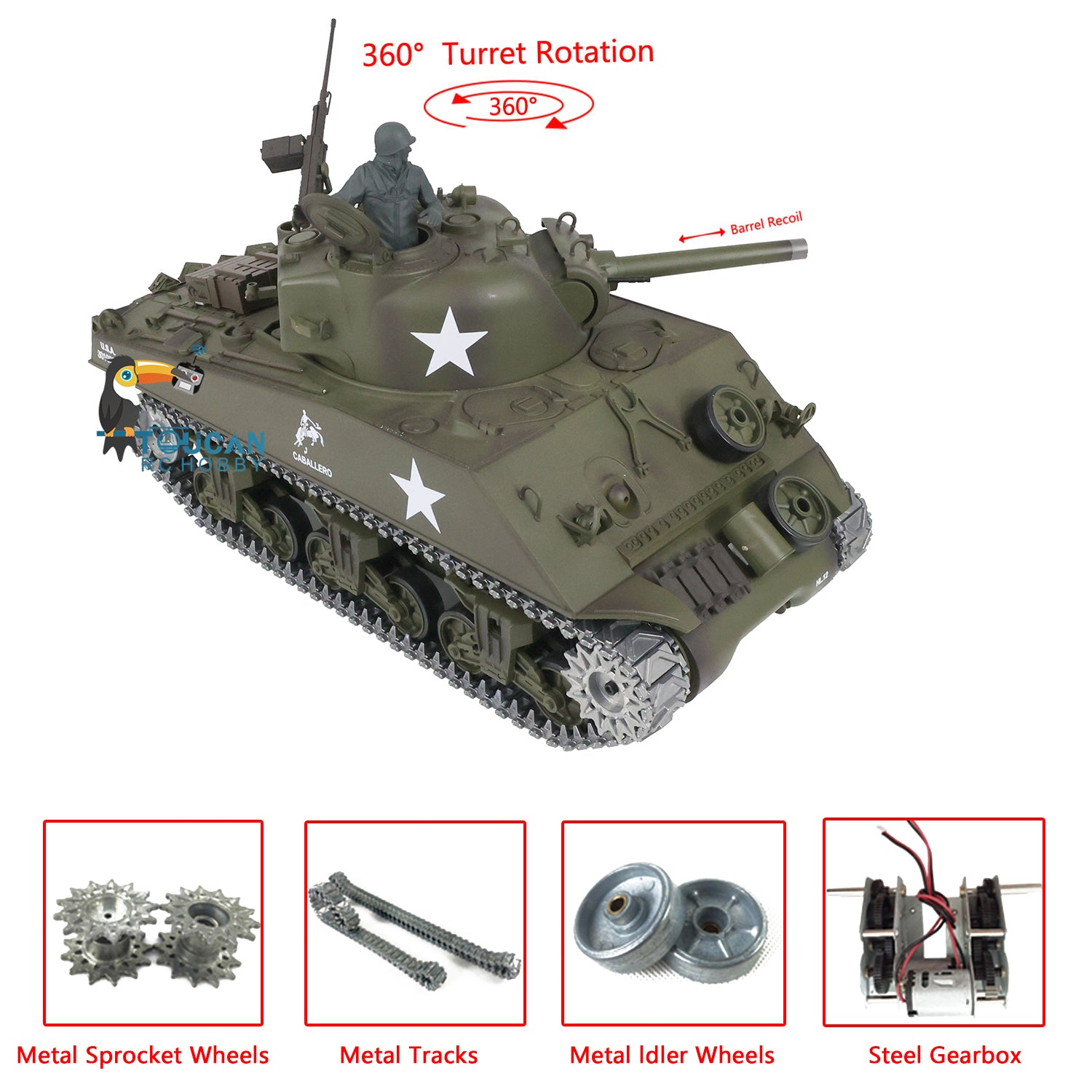 Henglong 1/16 TK7.0 USA M4A3 Sherman Radio Controlled RTR Tank