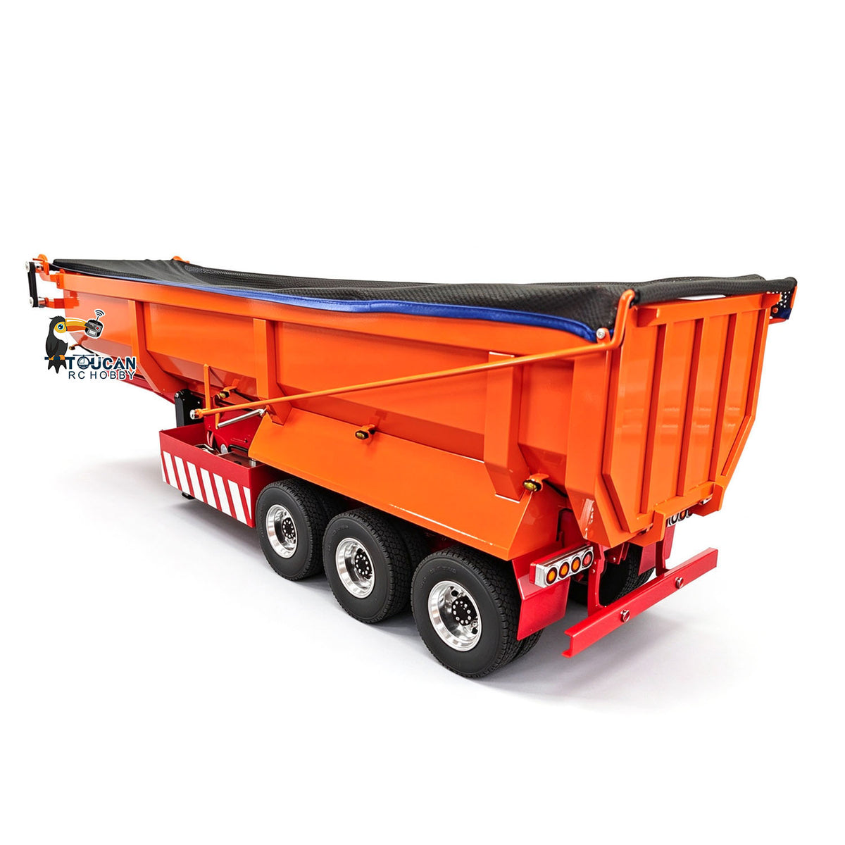 TOUCAN RC HOBBY 1/14 RC Hydraulic Dump Trailer 3 Axle Metal U Shape Bed Remote Control Semi Trailers Model With Electric Support Legs Side Light
