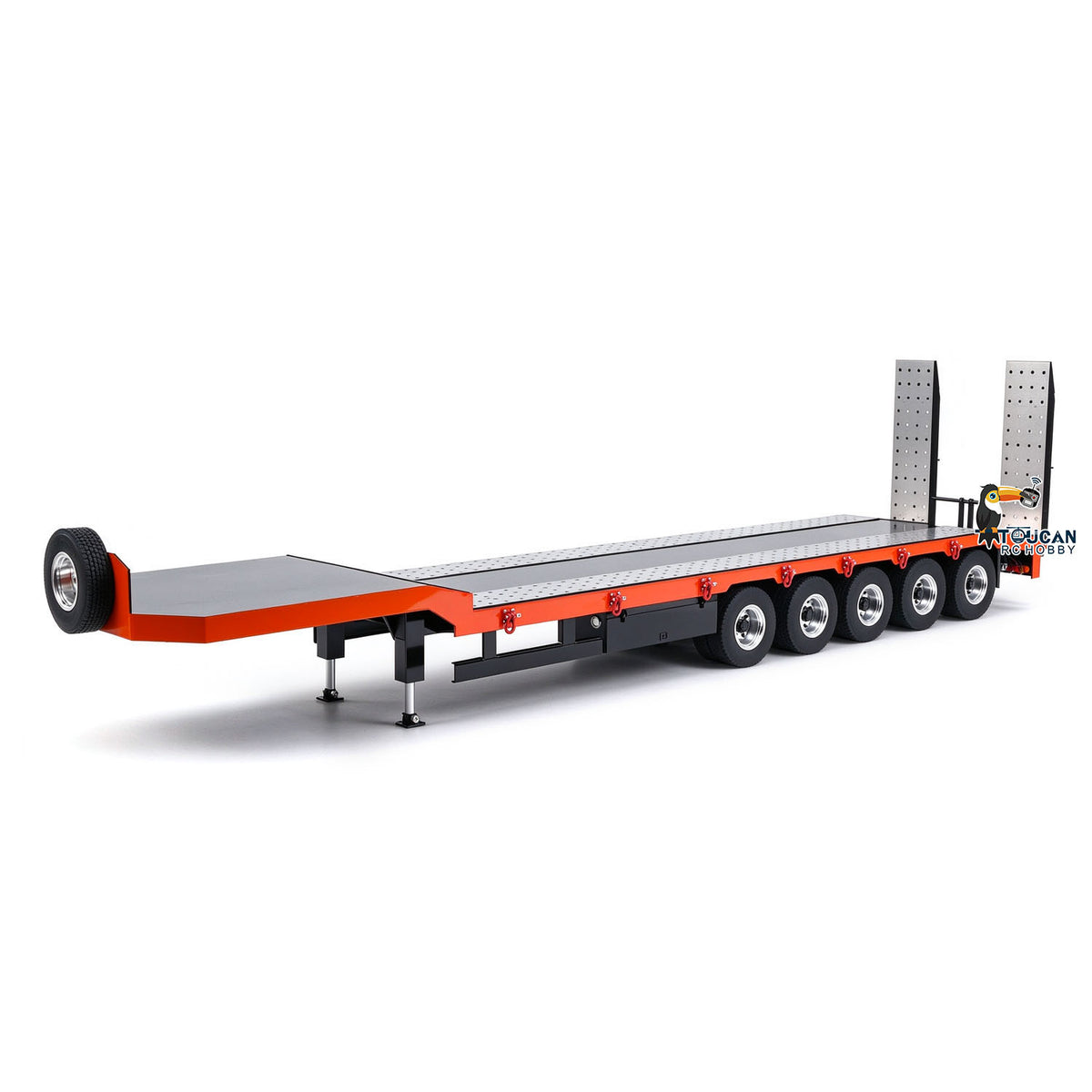 TOUCAN RC HOBBY 1:14 5-axle Metal Trailer Electric Tailgate Legs for RC Tractor Car Trucks Model