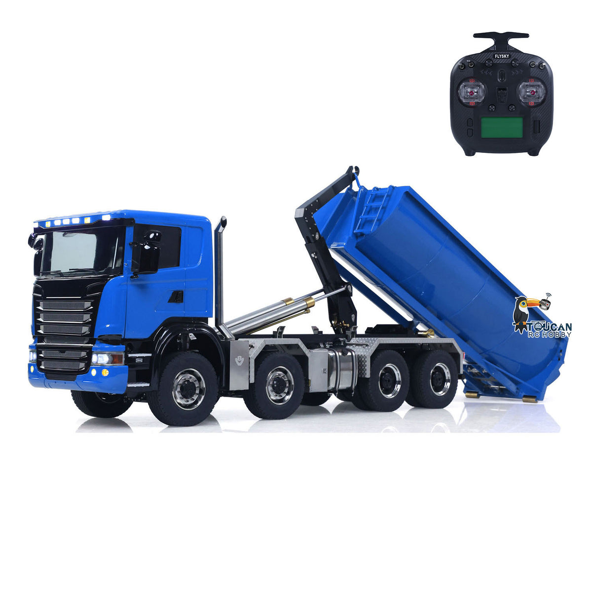 Metall 1/14 Fernbedienung Hydraulische Dump Lkw SC 770S 8X8 RC Volle Kipper Differential Sperre Lichter Sounds FlySky ST8 Radio