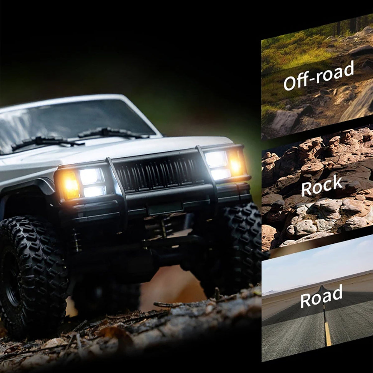 1/18 Allradantrieb Fernbedienung Rock Crawler 8562 RC Multi-Terrain Off Road Auto 3-Gang-Motor ESC Servo Lichtsystem Batterie