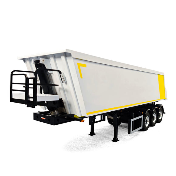 3 Axles Stainless Steel Hydraulic Semi Trailer W/ Supported Leg Light System for 1/14 DIY Tamiya Remote Control Tractor Truck