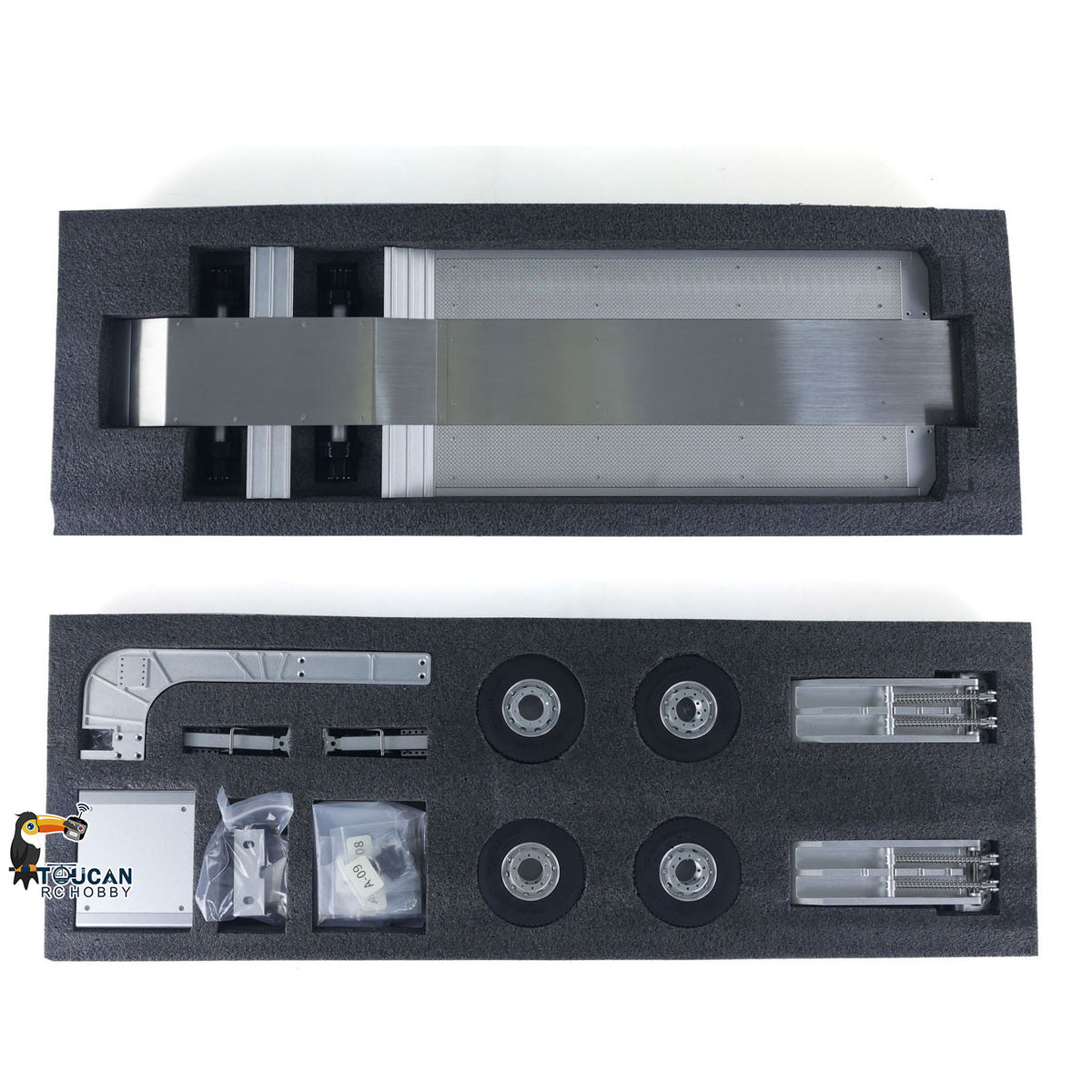 TOUCAN RC HOBBY UNABLE TO Germany, Austria, Switzerland 1/14 DoubleE Metal 2 Axels Low Trailer Flatbed E012 001 for Remote Control Tractor Truck E113 RC Lorry Car Model Upgrade Parts
