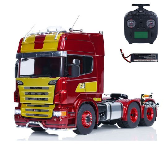 TOUCAN Lackierter 1/14 RC Sattelzugmaschine Ferngesteuertes Automodell 6x6 Metallchassis 2-Gang-Getriebe Lichter Rauchantenne