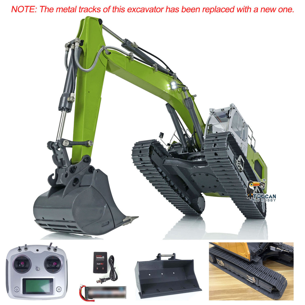XDRC-BA-945 1/14 Full Metal Hydraulic RC Crawler Excavator RTR w/Quick Coupler & Rotating Light