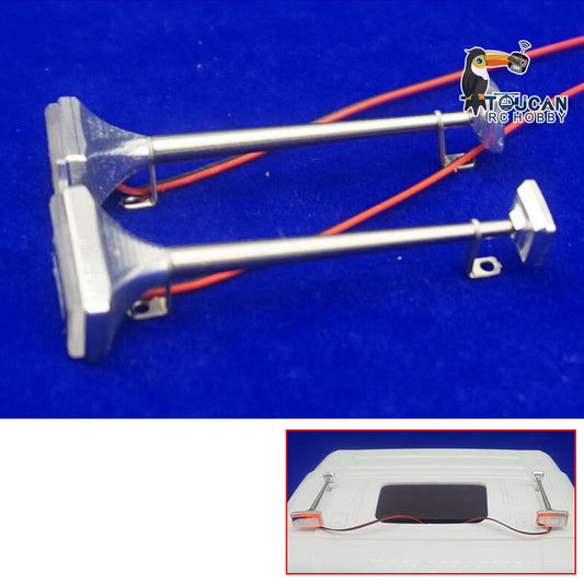 1 Paar Metallhörner mit LED-Licht für 1/14 RC Traktor LKW Fernbedienung Baufahrzeug DIY Ersatzteile Lackierte Autoschale