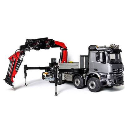 TOUCAN RC HOBBY 1/14 Metal RC Hydraulic Crane Truck 8X8 Remote Control Lorry Extension Jib Electric Winch Removable Cargo Bed 3 Speed Diff Lock