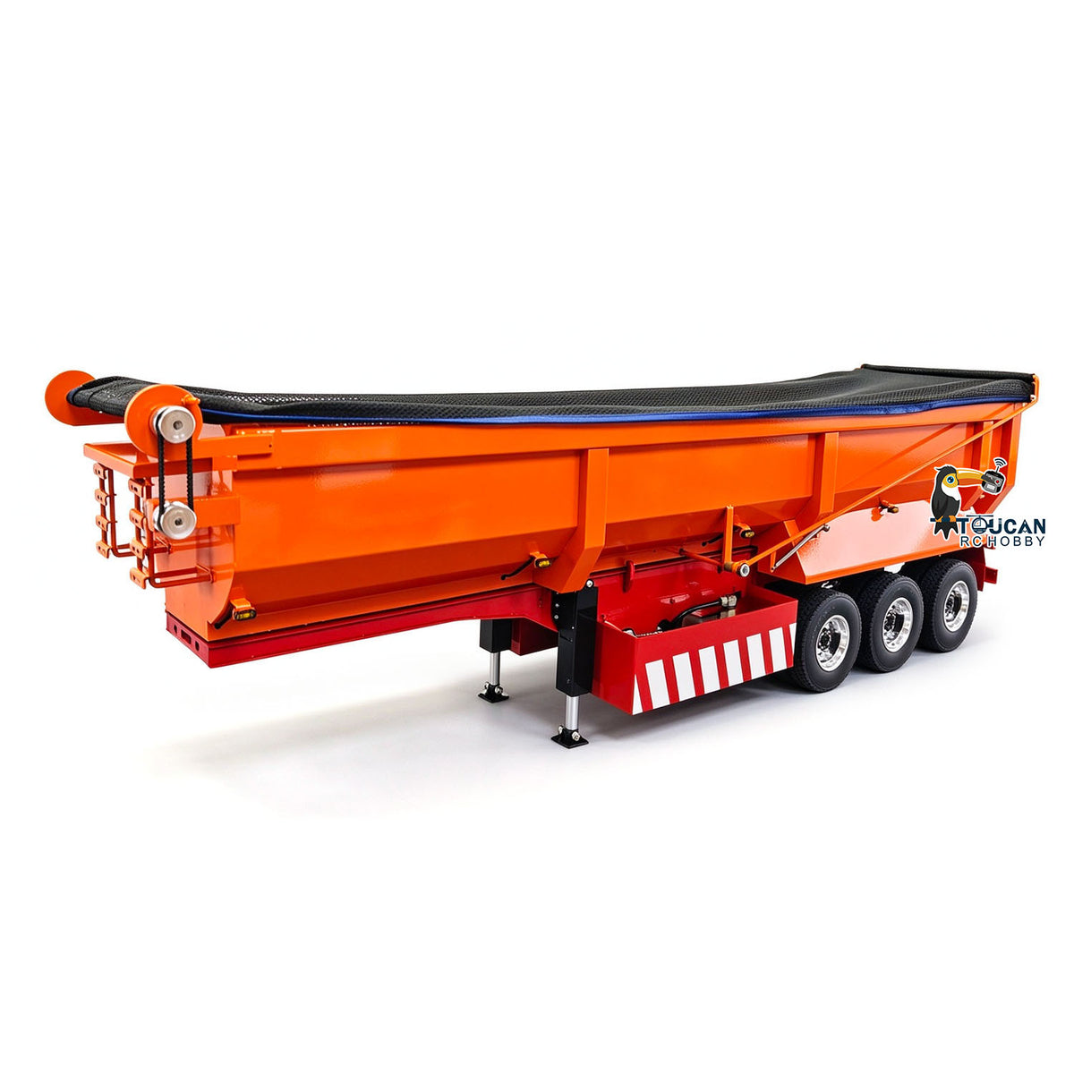 TOUCAN RC HOBBY 1/14 RC Hydraulic Dump Trailer 3 Axle Metal U Shape Bed Remote Control Semi Trailers Model With Electric Support Legs Side Light