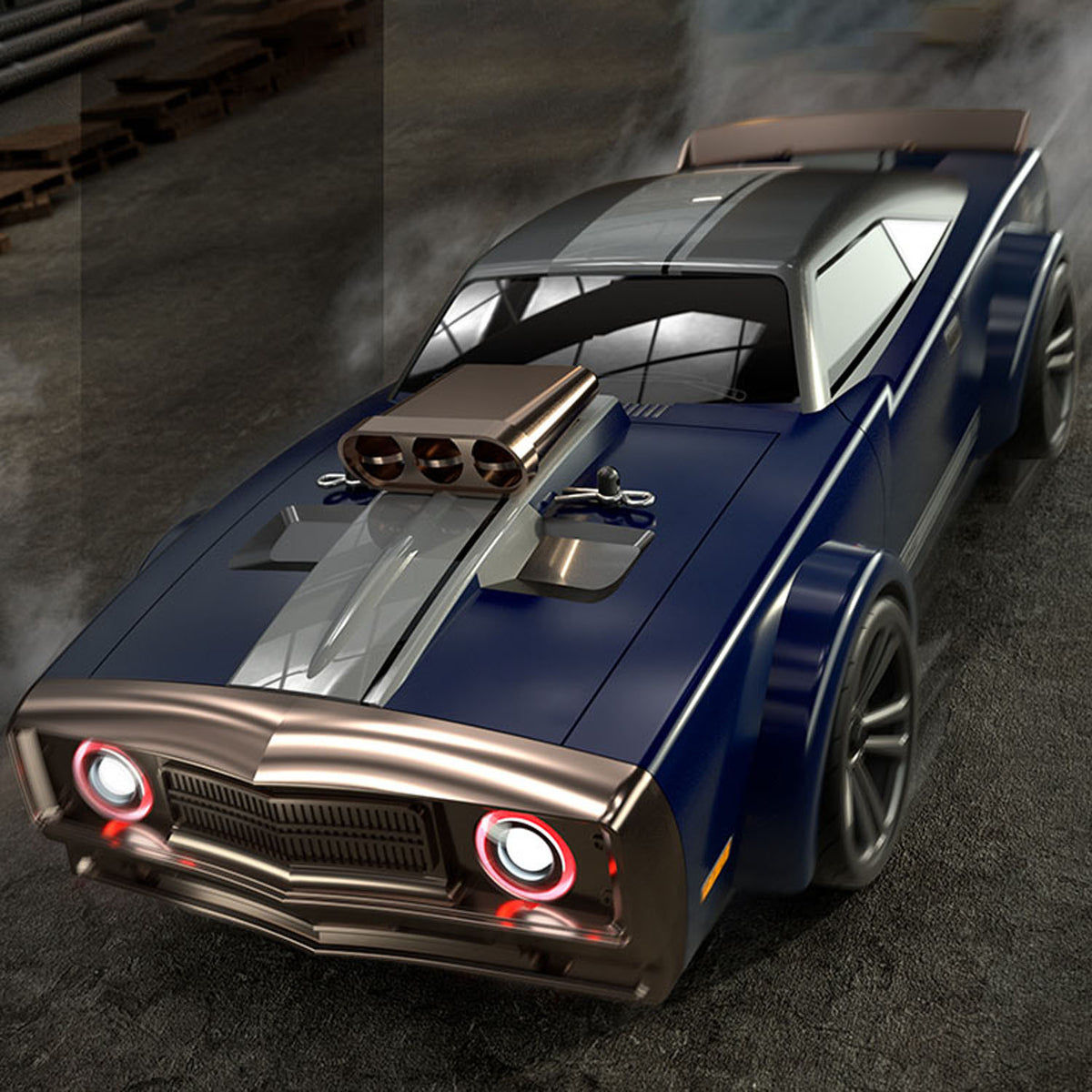 RC Drift Car Q142 1/16 2,4G Fernbedienung 4WD High Speed Muscle Car 35km/h RTR Fahrzeug Bürstenmotor LED Angel Eyes Batterie