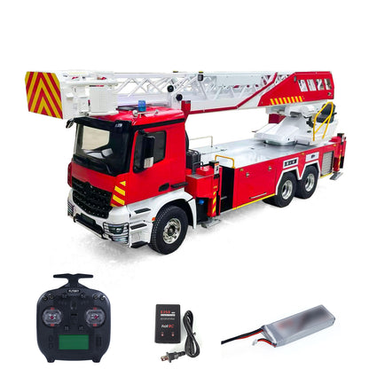 1/14 6x4 2Speed Gearbox Metal Chassis Remote Control Electric Lift Ladder Fire Truck RC Rescue Vehicle Model Sound System
