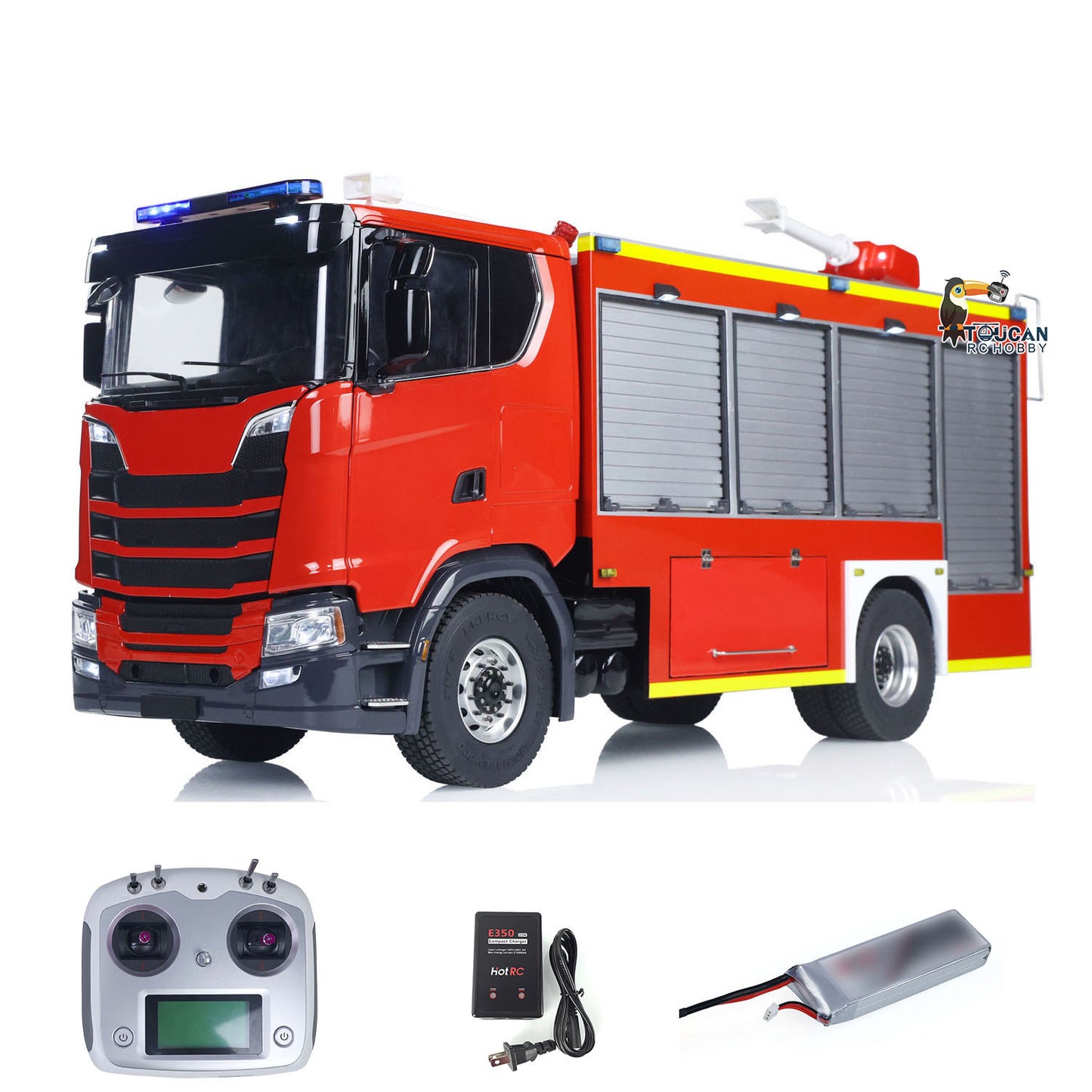1/14 RTR Elektro-Modellauto 4X4 Metallachsen Getriebe Fernbedienung Feuerwehrfahrzeug BZ Flysky i6S Radio 2Speed Licht Sound