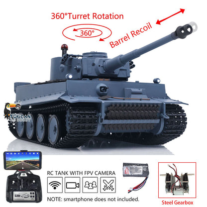 Henglong 1/16 TK7.0 Plastic German Tiger I RTR RC Tank 3818 FPV BB IR 360 Degrees Turret Metal Barrel Recoil Steel Gearbox Smoke Manual Spray Collection Model