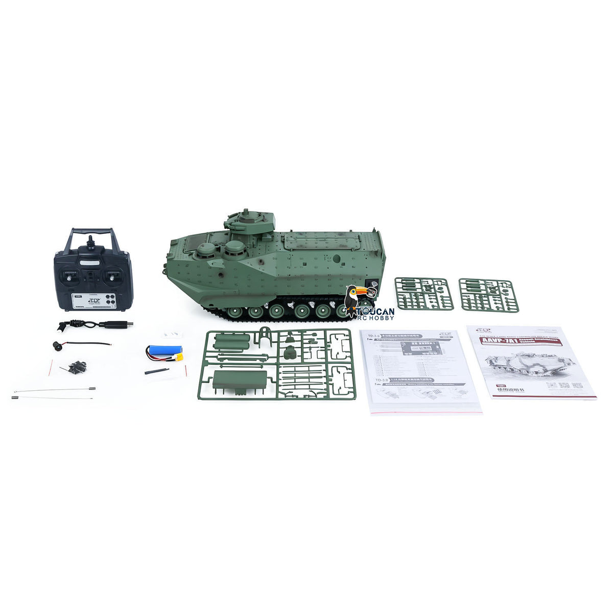 TOUCAN RC HOBBY Tongde TD3.0 1/16 Scale RC Armored Transport Vehicle Remote Control Tank Model Infrared Combat 320degrees Rotating Sound Smoke Lights