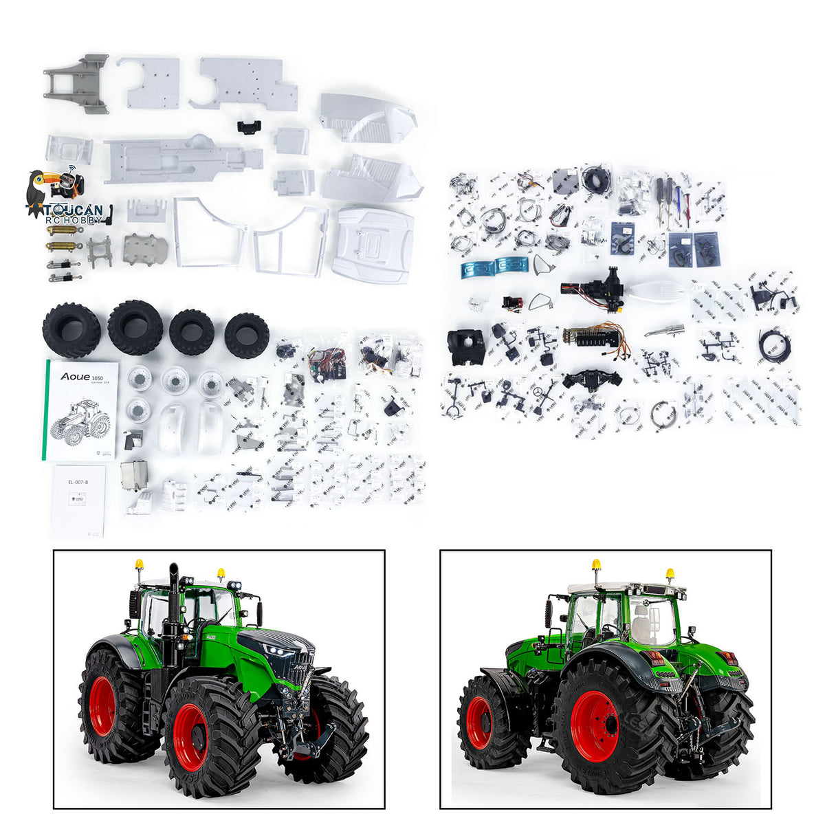 In Stock TOUCAN RC HOBBY LESU Metal 1/14 RC Tractor Truck AOUE 1050 4x4 Hydraulic Farm vehicle K500 Seedbed Pre-sowing Soil Preparation Planter Plough Light Sound