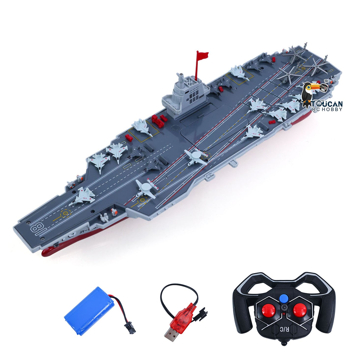 2,4 GHz RC Hochgeschwindigkeitsboot Fernbedienung Flugzeugträger Kriegsschiff S19 Elektrisches Wasserspielzeug RTR Batterie Doppelmotor USB-Aufladung