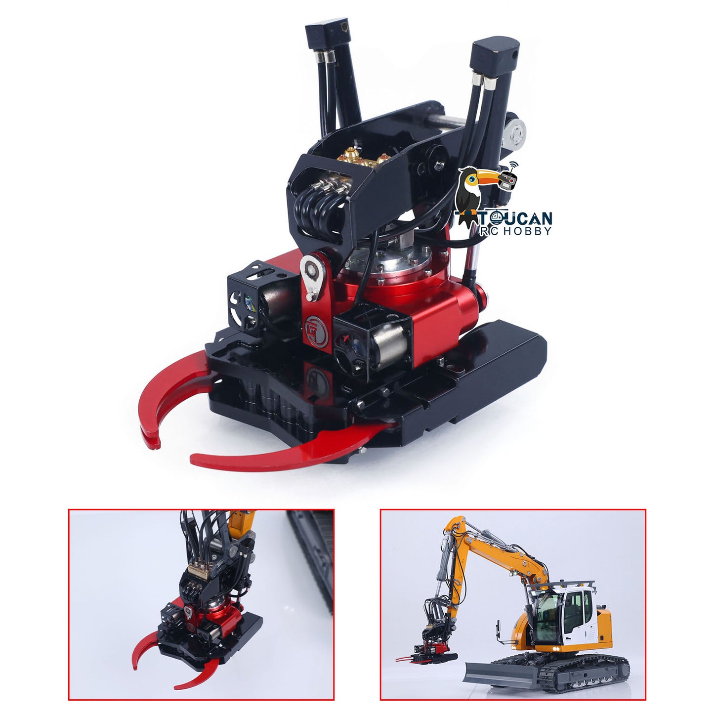 CUT Model Metal Electric Vibrating Tamper/Sweeper/Hydraulic Inclined Wide/Clamshell Bucket/Log Grapple/Wrist for 1/14 RC Excavator LR914 PRO MAX DIY Models