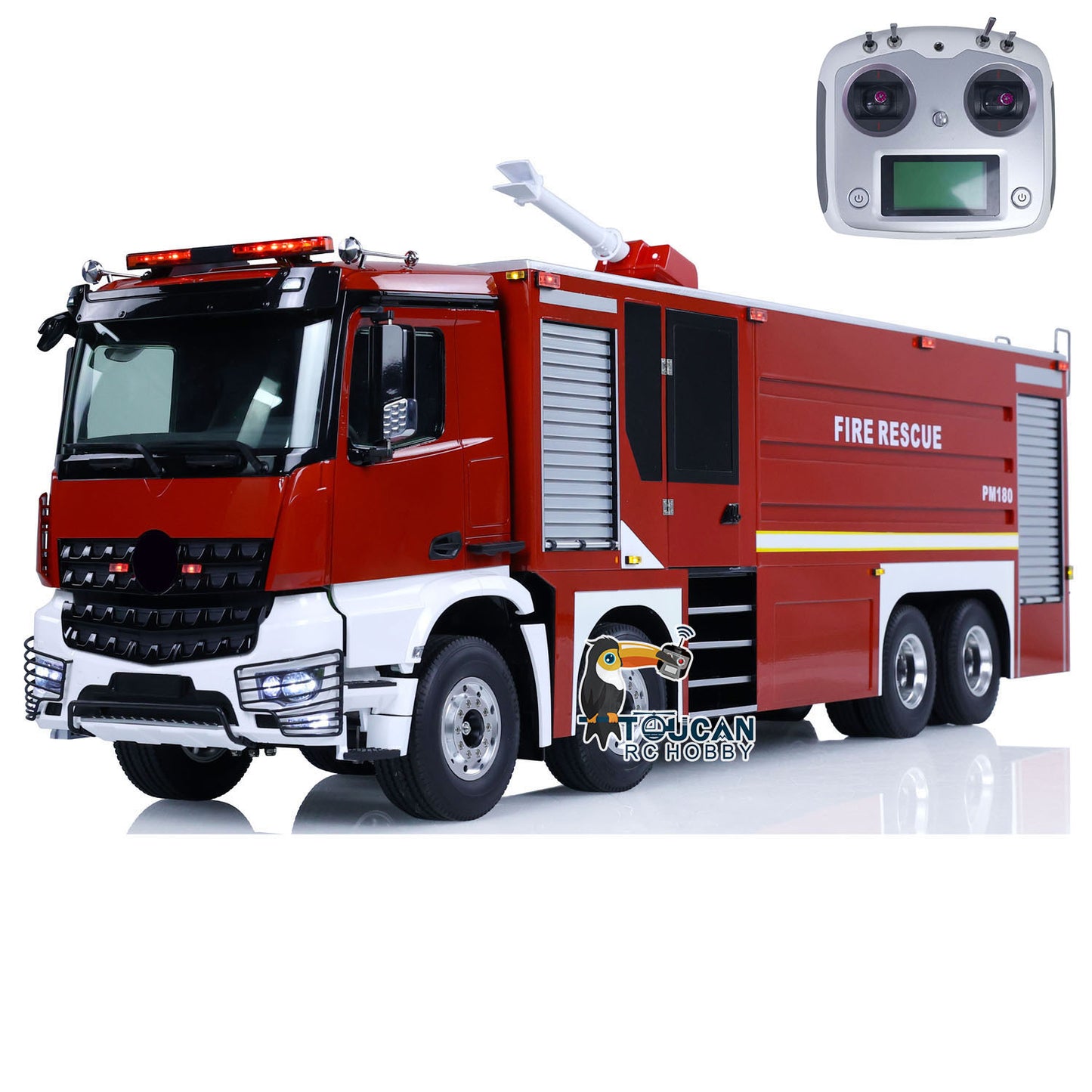 8x4 1/14 RC Feuerwehrauto, ferngesteuerte Sprinklerfahrzeuge, Geräusche, lackiert, zusammengebaut, DIY-Spielzeugauto, Geschenk für Erwachsene und Kinder 
