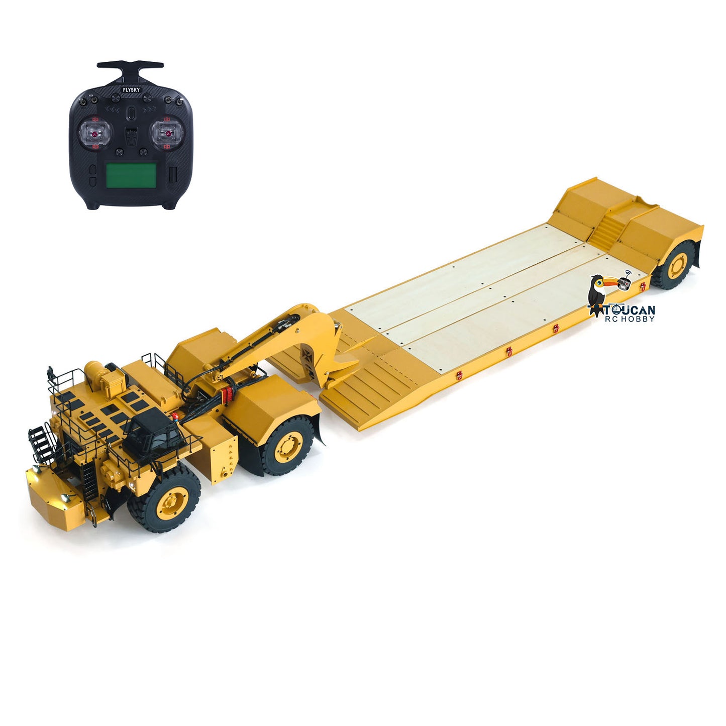 Pre-order 1.8Meters Long! Metal 1/20 RC Heavy Duty Hydraulic Mining Trailer C739D PRO Gooseneck Car Remote Control Construction Vehicle