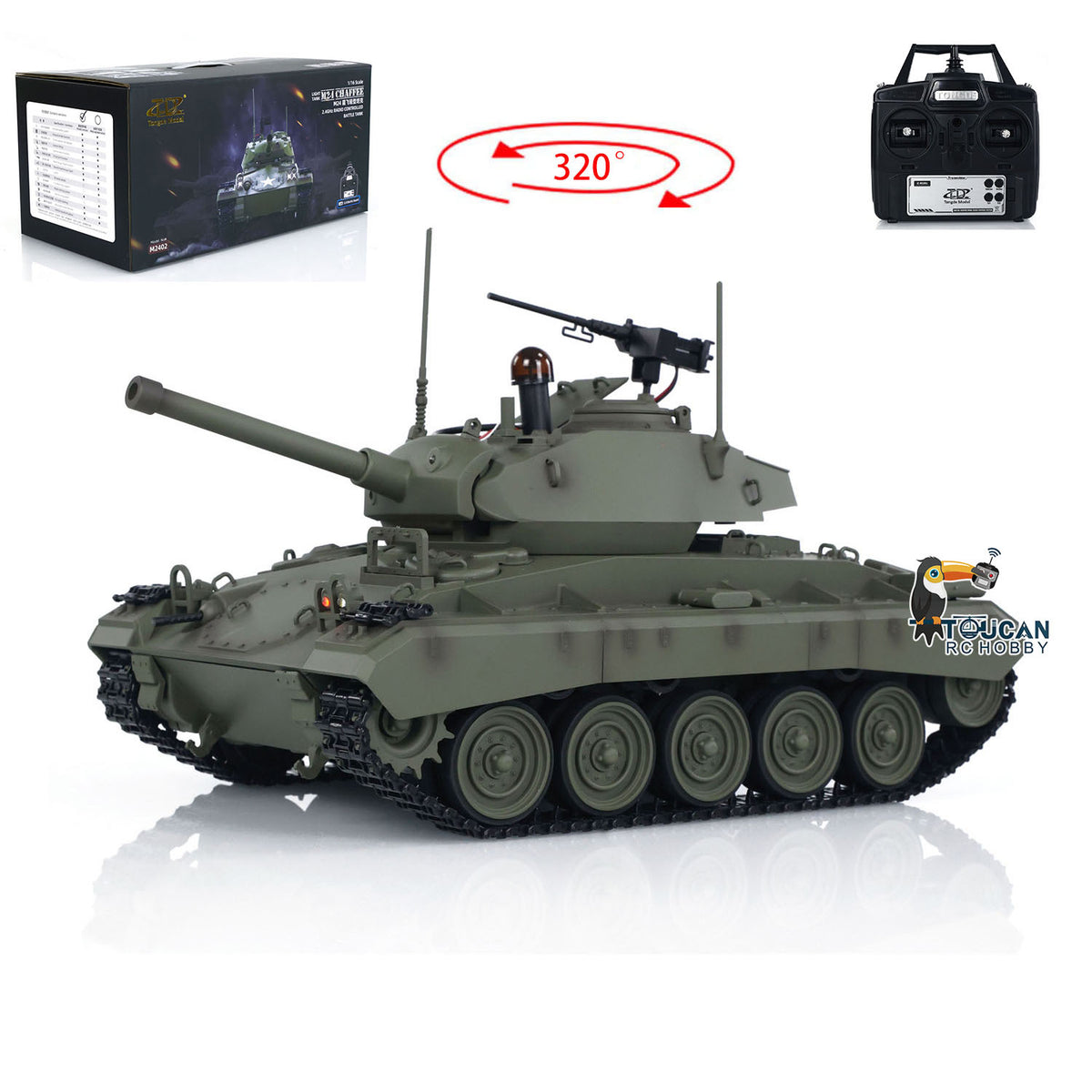TOUCAN RC HOBBY Tongde M24 Chaffee 1/16 Remote Control Light Tank Infrared Combating System Turret Rotate