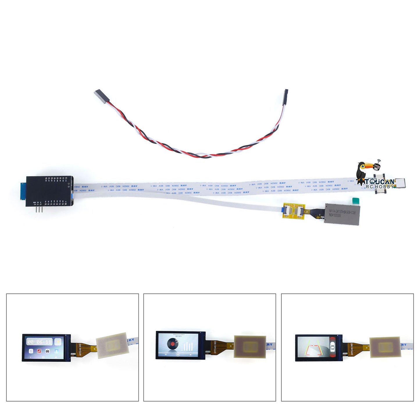 Rückfahrkamera-LCD-Display für RC-Sattelzugmaschinen im DIY-Maßstab, hydraulischer Muldenkipper, Raupenauto, ferngesteuertes Geländefahrzeugmodell