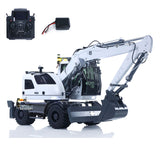 CUT LR914 1/14 Metal RC Hydraulic Wheel Excavator RTR 3 Arms 8-Way Valve Digger PL18EV Lite Controller Manual Quick Coupler Light & Sound System Cabin Guard Rail Tail hook for Model Collectors