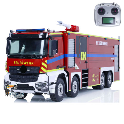 8x4 1/14 RC Feuerwehrauto, ferngesteuerte Sprinklerfahrzeuge, Geräusche, lackiert, zusammengebaut, DIY-Spielzeugauto, Geschenk für Erwachsene und Kinder 