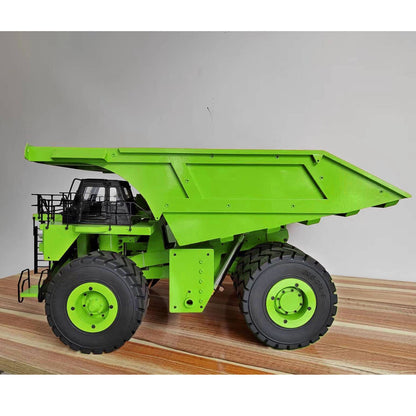 1/20 Maßstab 793D Grün Metall RC Hydraulisches Bergbauauto Fernbedienung Dumper Kipper LKW Modelle W/Radio Licht Motor ESC