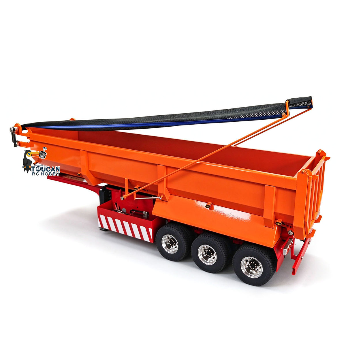 TOUCAN RC HOBBY 1/14 RC Hydraulic Dump Trailer 3 Axle Metal U Shape Bed Remote Control Semi Trailers Model With Electric Support Legs Side Light
