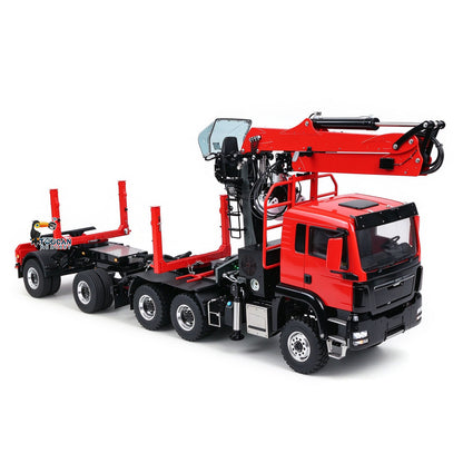 TOUCAN RC HOBBY PROMOTION LESU 1/14 RC Logging Truck Timber Trucks Hydraulic Crane Trailer Remote Control Lorry 6x6 Metal Chassis 8CH Valves Light Sound