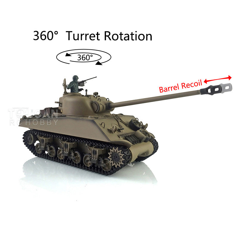 Henglong 1/16 TK7.0 Plastic 3898 USA M4A3 Sherman RTR RC Tank Barrel Recoil Smoke 360 Degrees Turret Infrared Combat BB Unit Sound Light