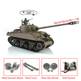 Henglong 1/16 TK7.0 M4A3 Sherman Funkgesteuerter fahrbereiter Panzer 3898 Laufrückstoß Metallketten Kettenräder Leiträder Rauchgeräusch